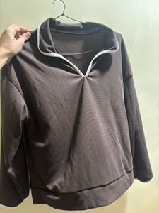 Brown Casual Pullover Top