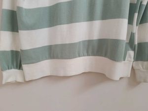 "Korean Sage Striped Oversized Sweatshirt