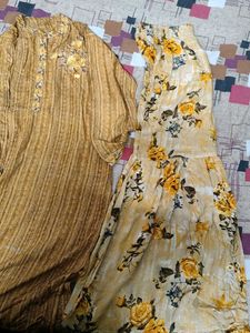 Yellow Embroidered Kurta shrara set