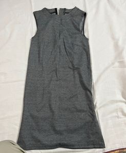 Charcoal Grey Herringbone A-Line Dress – Sleeveles