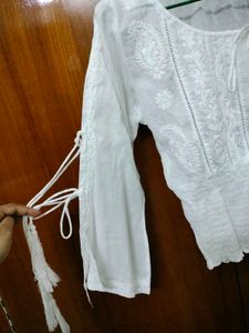 White Chikankari Embroidered Blouse / Coquette Top
