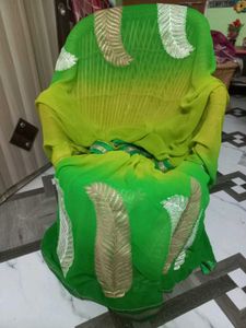 Green Embroidered saree