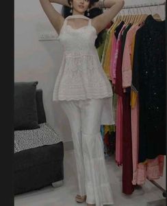 Elegant White Kurta Set with Palazzo Pants
