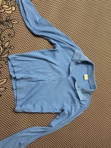 Light Blue Long Sleeve Polo Top