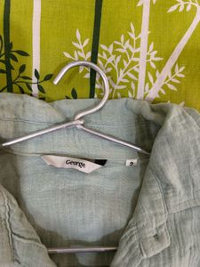 Light Green Crinkle Button-Up Shirt
