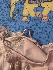 Pink Satin Lace Cami Top