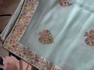 Exquisite Embellished Light Blue Saree