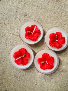 4 pcs jumbo hibiscus candle