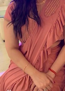 Peach Ruffle Saree