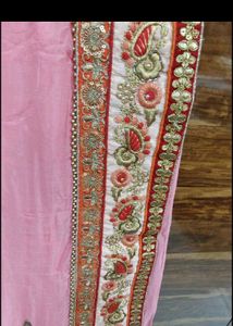 Elegant Pink Embroidered Silk Saree