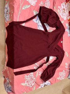 Elegant Burgundy Wrap Dress