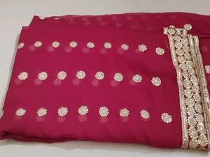 Embroidered Red Saree