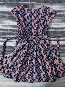 Retro Geometric Print A-Line Dress