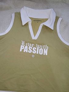 Studiofit Olive Green Sleeveless Crop Top | Size S