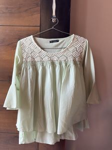 Stylish Light Green tunic top with Lace Detail