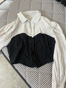 Chic Striped Corset Style Blouse