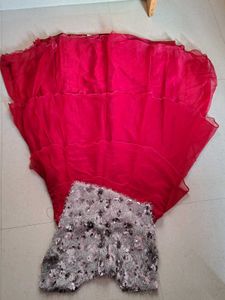 Stunning Sequined Blouse &amp; Red Lehenga Set