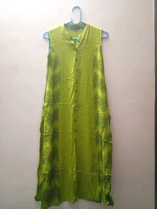 Lime Green Printed Kurta (with sleeve inside)