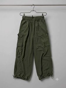 Olive Green Parachute Cargo Pants