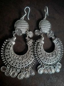 Bohemian Silver Tone Jhumka Earrings