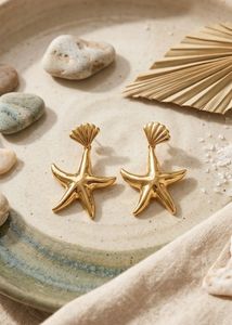New Gold Starfish Dangle Earrings