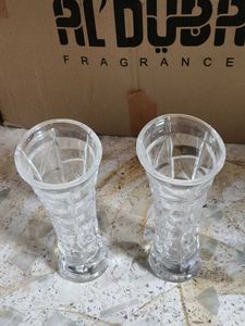 Set of 2 Clear Glass Vases