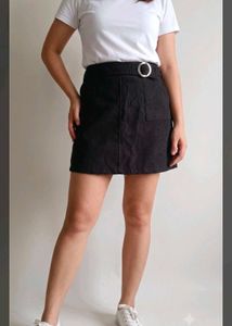 Black Mini Skirt with Belt Detail