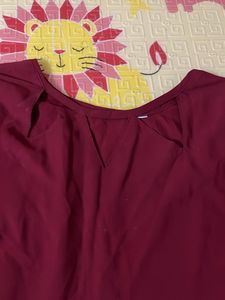 Maroon Kurta with Embroidered Sleeves