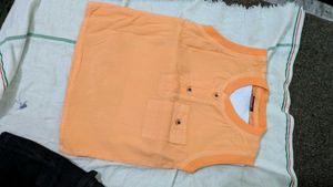 Cute Baby Boy  Outfit  – Orange Top &amp; Black Cargo