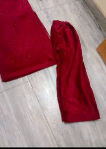 Elegant Red Velvet Kurta Set