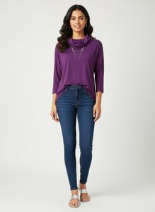 Purple Cowl Neck Top