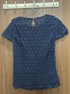 Navy Blue Lace Top