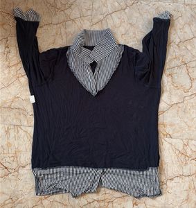 Striped Collar Navy Top