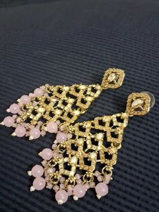 vintage aesthetic Elegant Pink Stone  Earring
