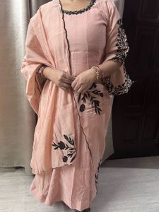 Elegant Peach Embroidered Kurta Set