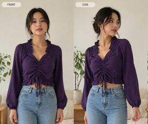 Stylish Purple Ruched Crop Top