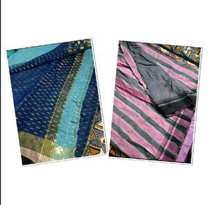 Beautiful Blue & Pink Striped Saree