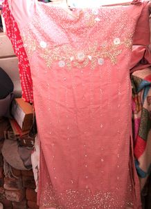 Beautiful Embellished Peach Kurta Set
