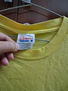 Hanes Yellow Regular 90s T Shirt