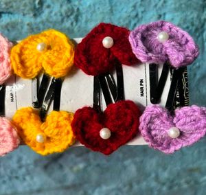 Cute Crochet heart shap Hair Clips Set❤️🫶🏻