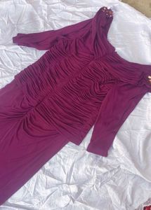 Elegant Purple Ruched Maxi Dress