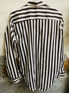 Brown &amp; White Striped Button-Up Shirt