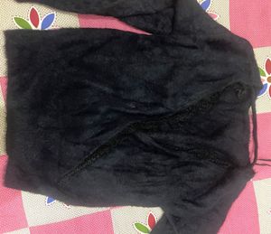 Cozy Black Fuzzy Long Sleeve Top