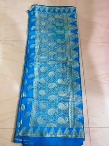 Elegant Blue Brocade Saree and Blouse Set