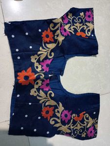 Elegant Navy Blue Saree Blouse