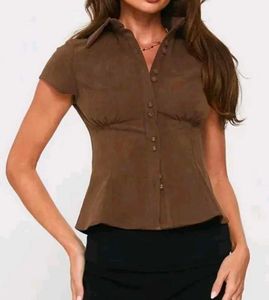 Chic NEWME Brown Button-Up Blouse