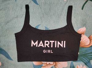 Shein Spaghetti Strap Typographic Chest PrintCrop