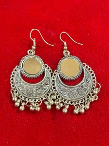 Bohemian Mirror Chandbali Earrings