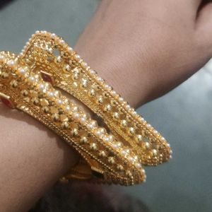 Golden Pearl Bangles - pcs of 2