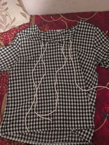 Gingham Tie-Neck Blouse